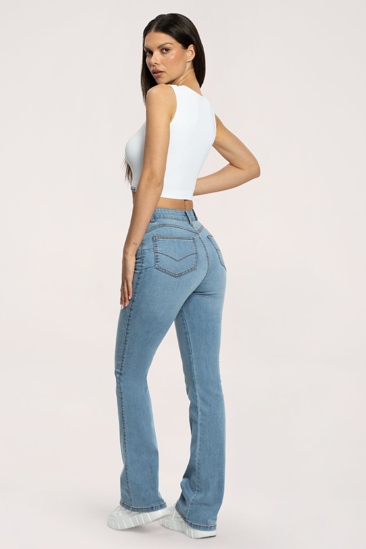 Blugi evazați perfect slim long light blue