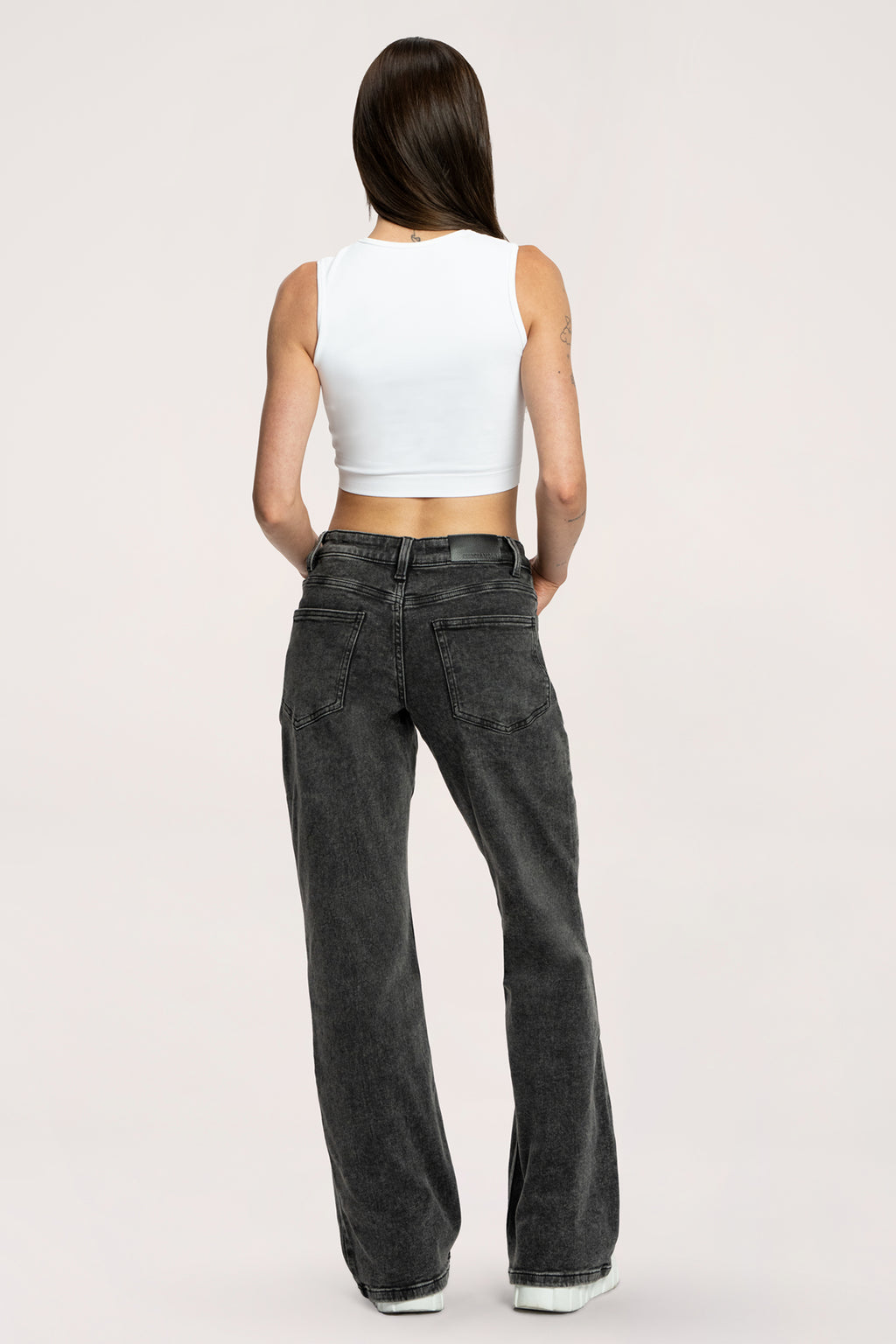 Blugi wide cu talie joasă grey
