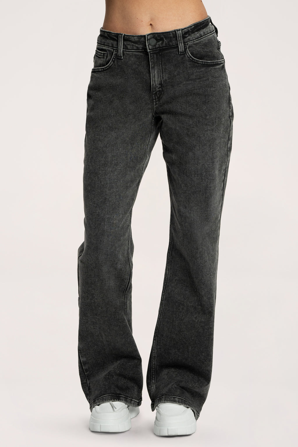 Blugi wide cu talie joasă grey