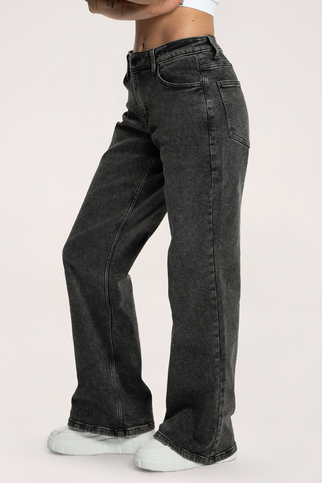 Blugi wide cu talie joasă grey