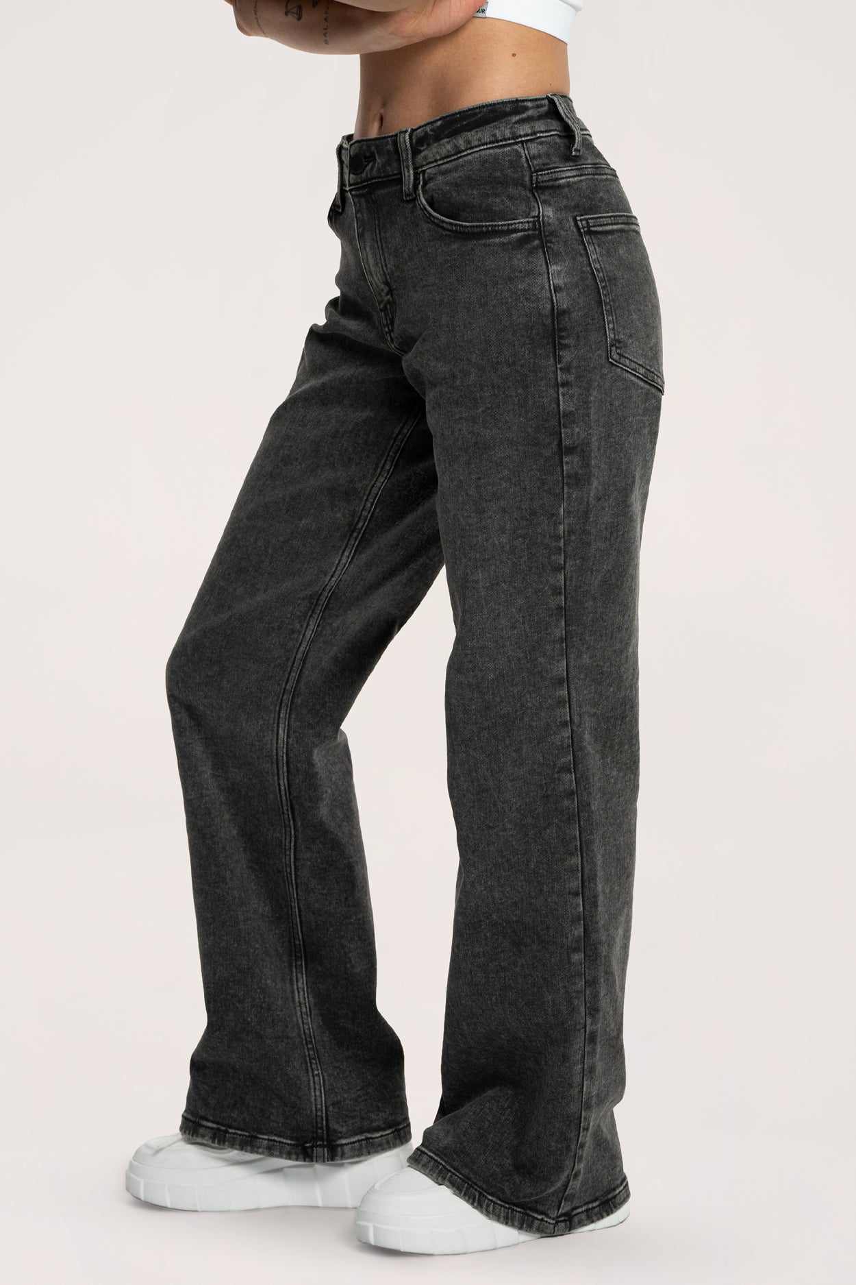 Blugi wide cu talie joasă grey