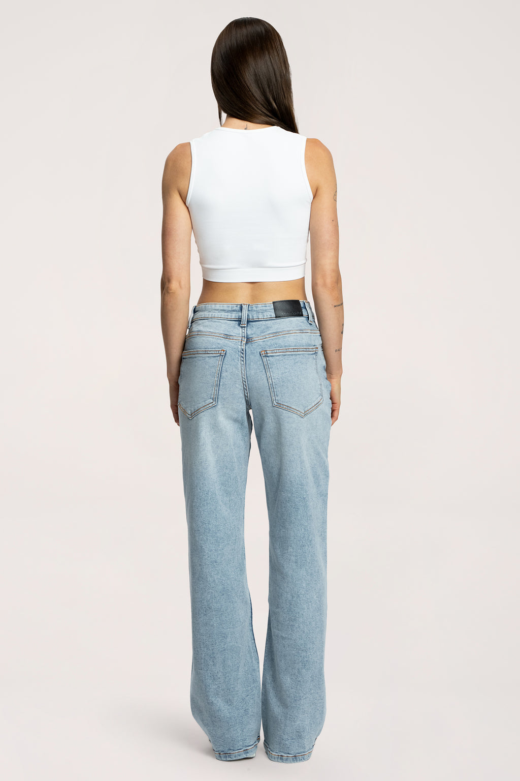 Blugi wide cu talie joasă light blue