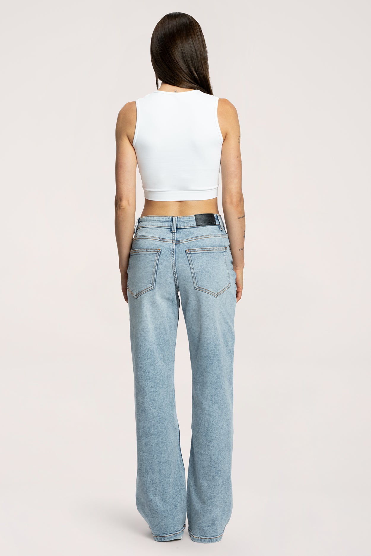 Blugi wide cu talie joasă light blue
