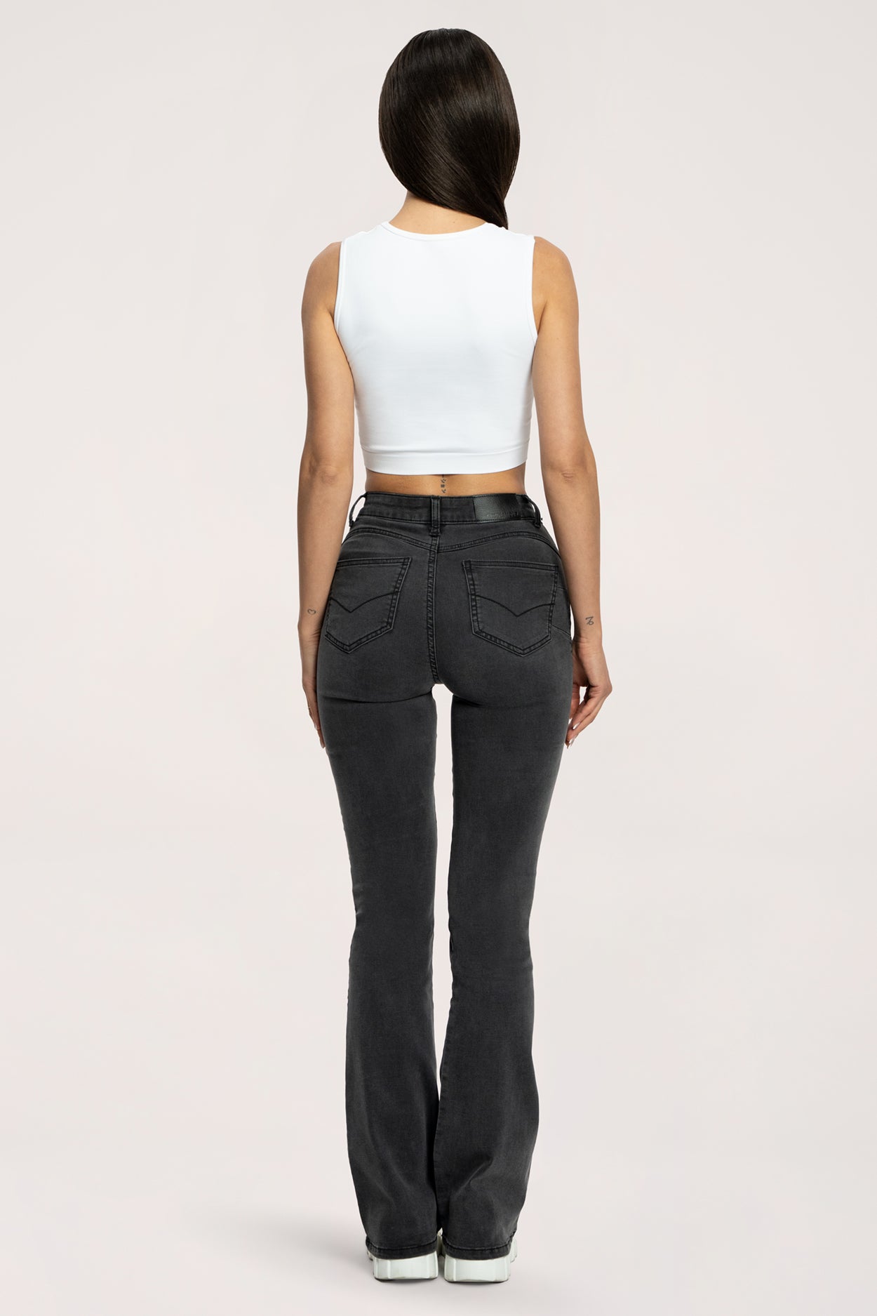 Blugi evazați perfect slim long black