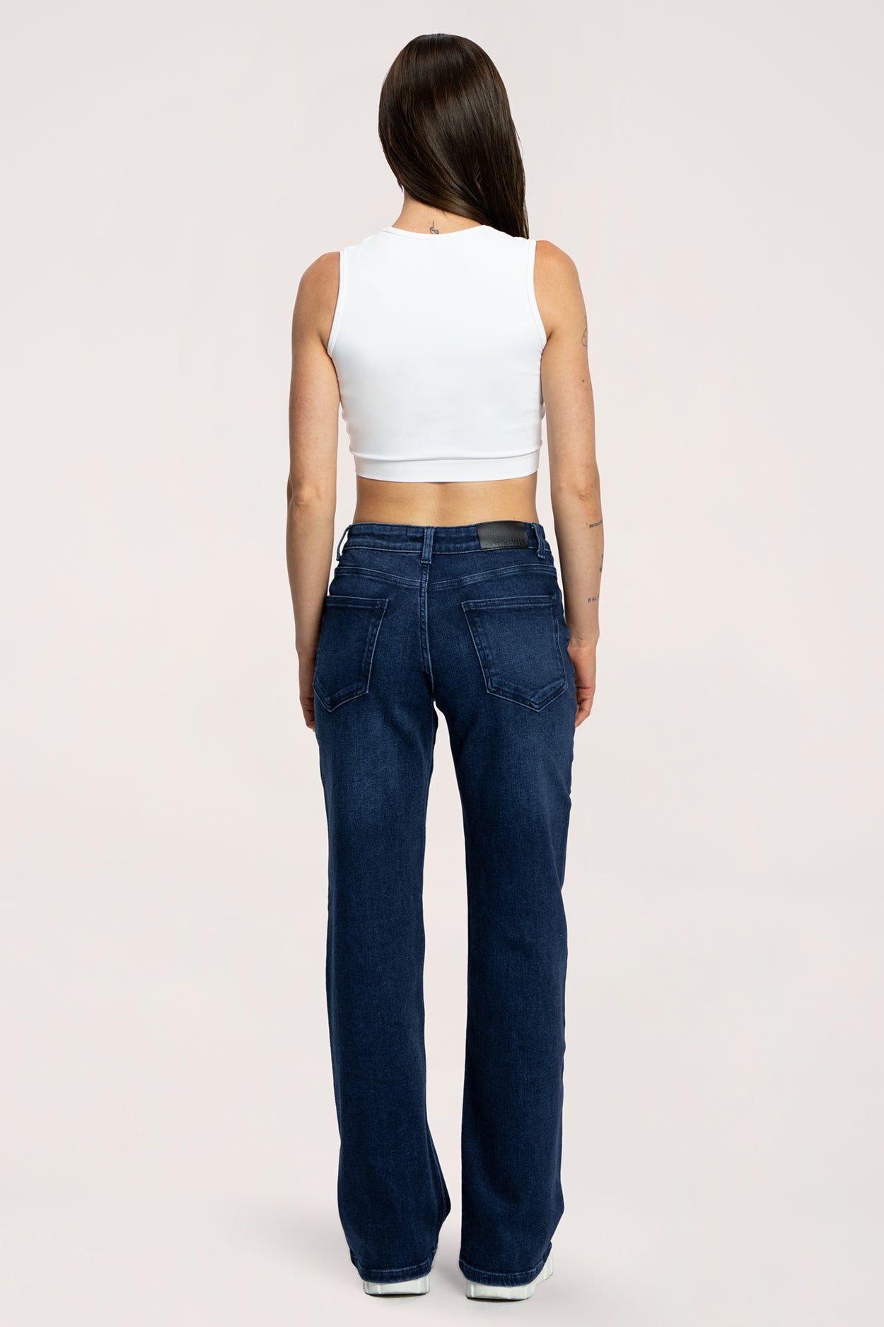 Blugi wide cu talie joasă navy blue