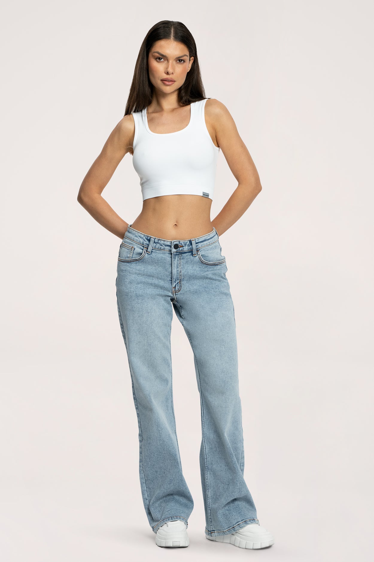 Blugi wide cu talie joasă long light blue