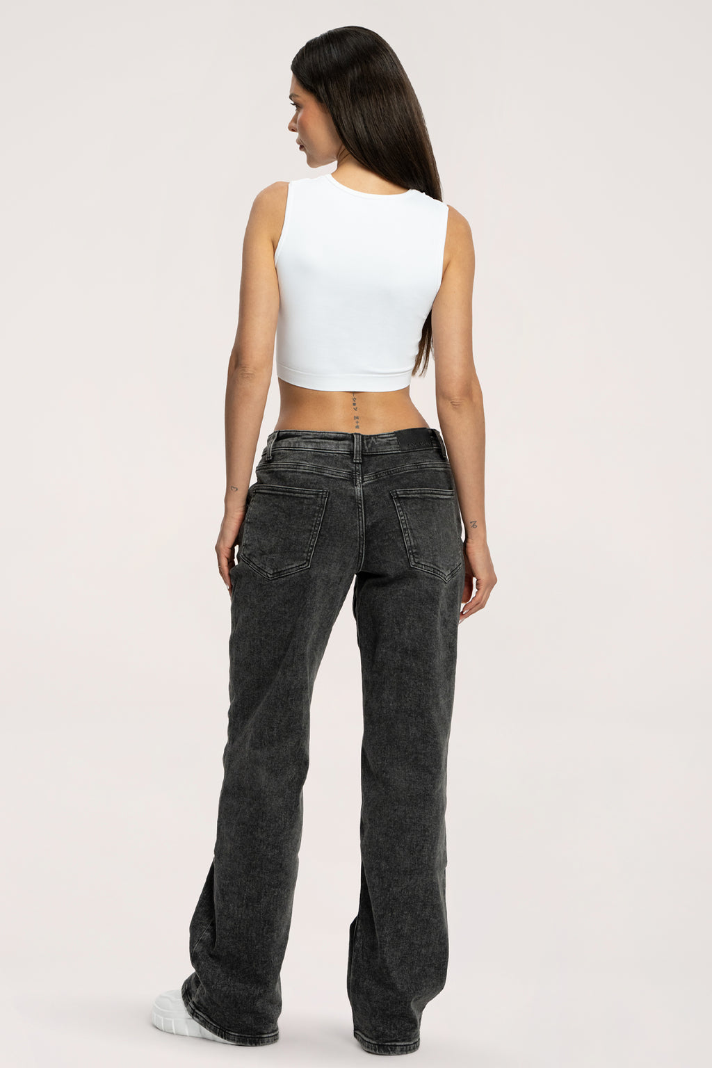 Blugi wide cu talie joasă long grey