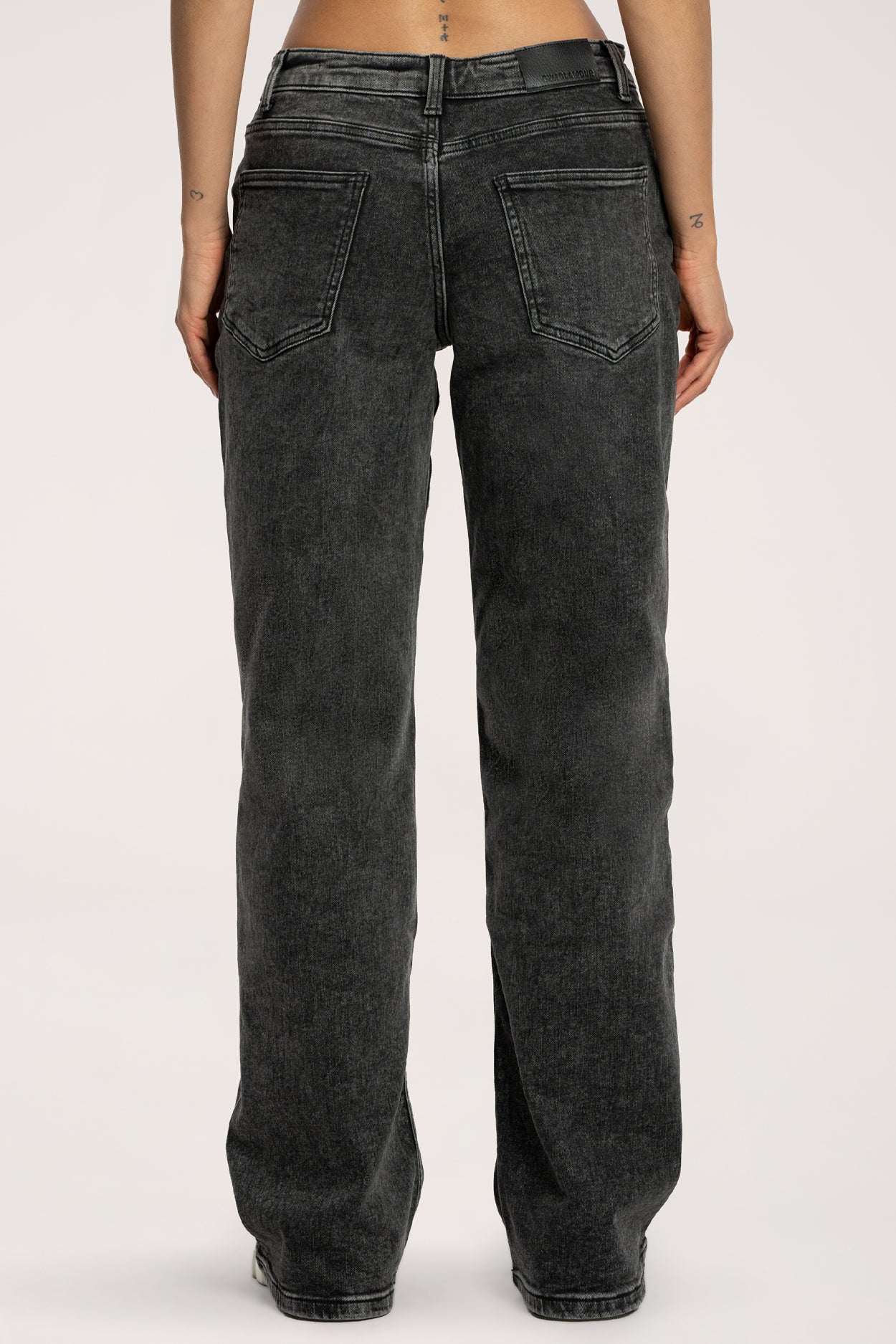 Blugi wide cu talie joasă long grey