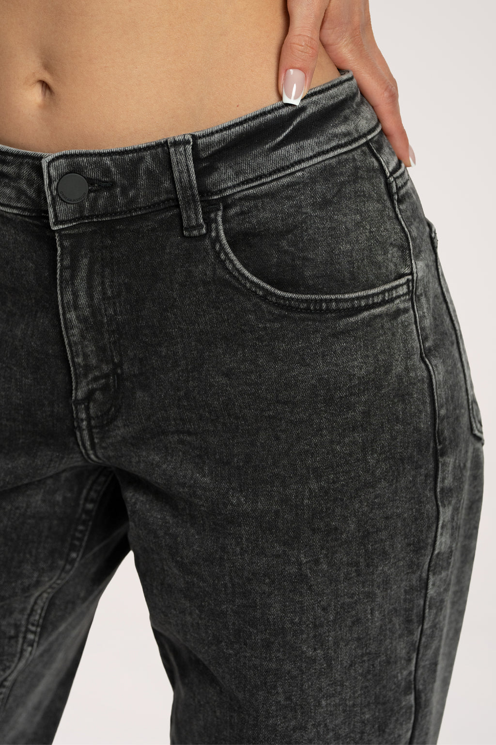 Blugi wide cu talie joasă long grey