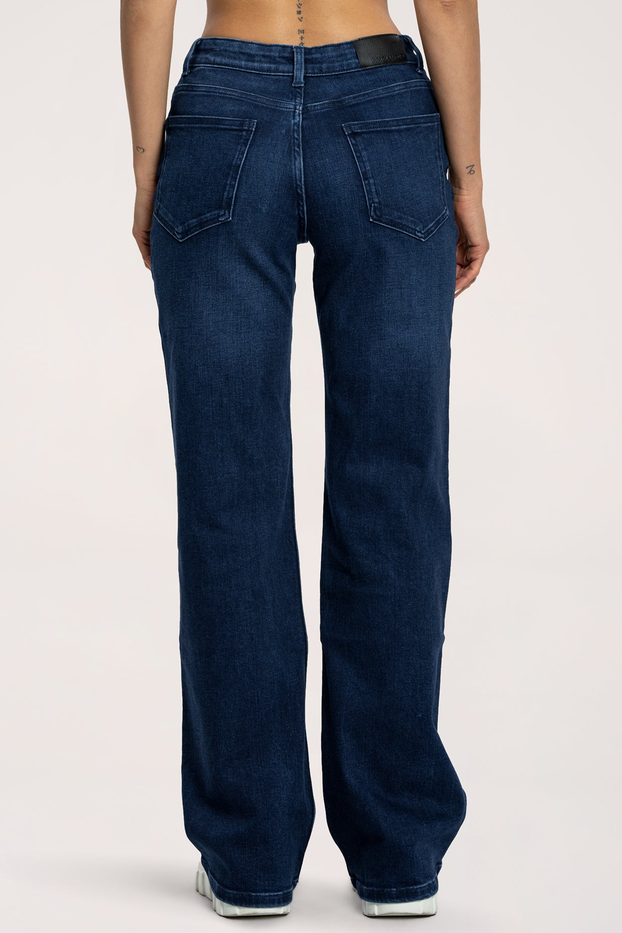 Blugi wide cu talie joasă long navy blue