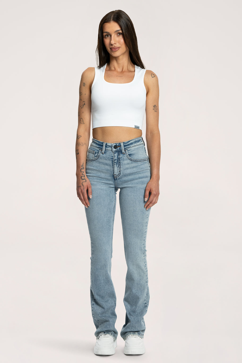 Blugi evazați push up light blue