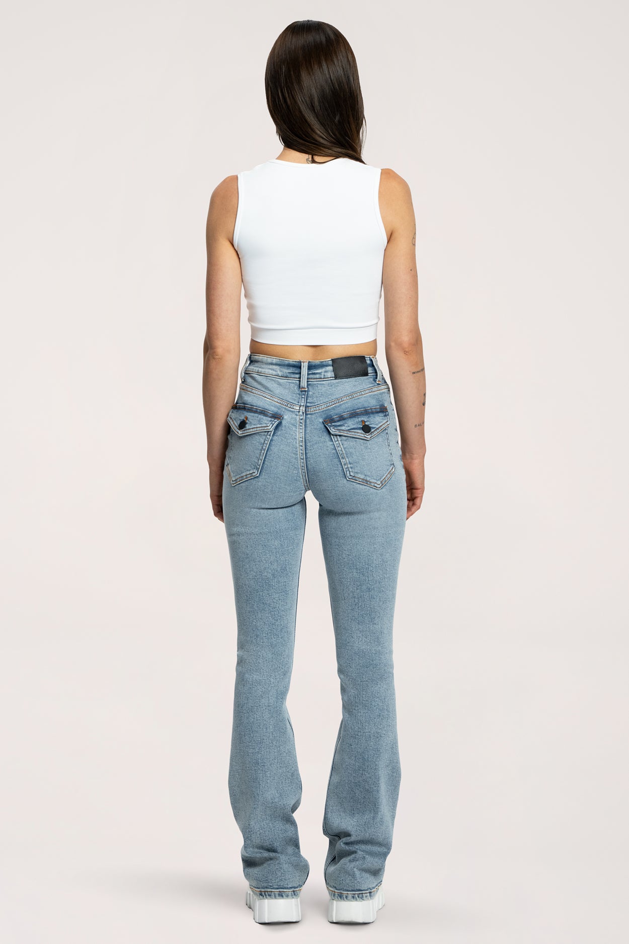 Blugi evazați push up light blue
