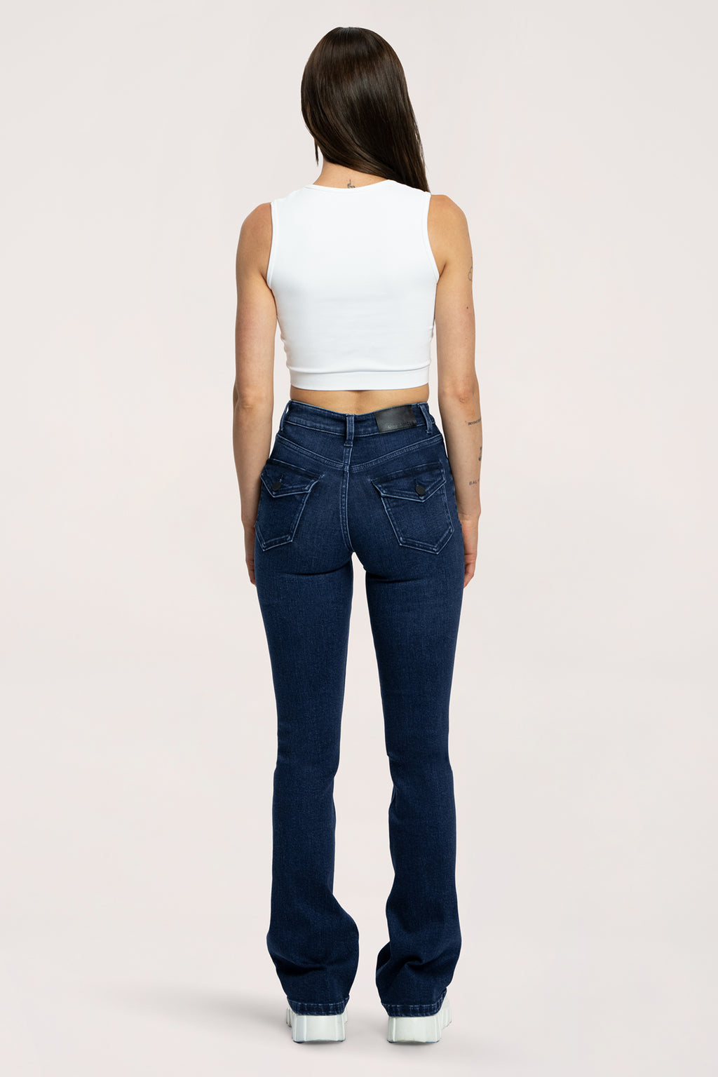 Blugi evazați push up navy blue