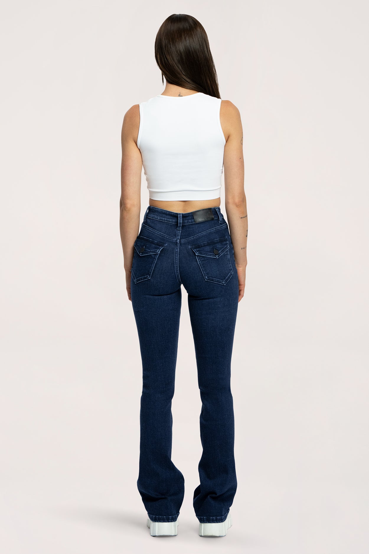 Blugi evazați push up navy blue