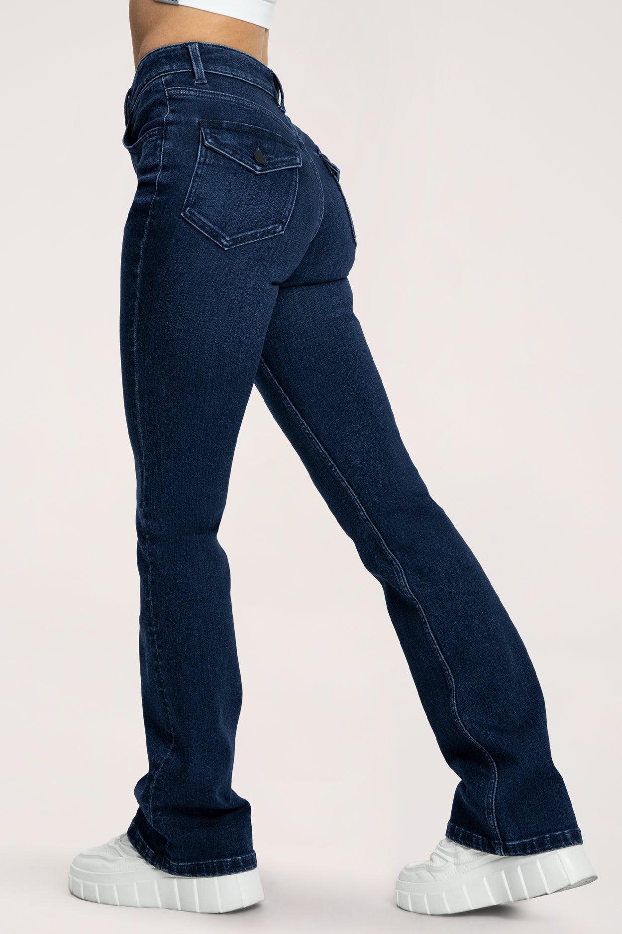 Blugi evazați push up navy blue