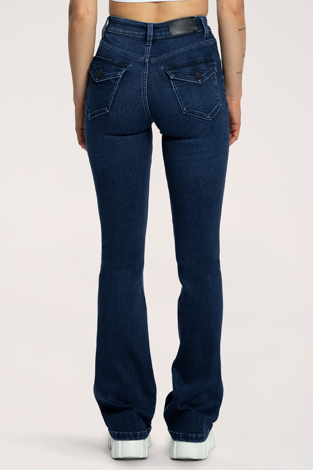 Blugi evazați push up navy blue