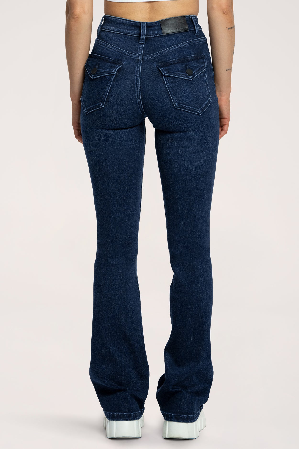Blugi evazați push up navy blue