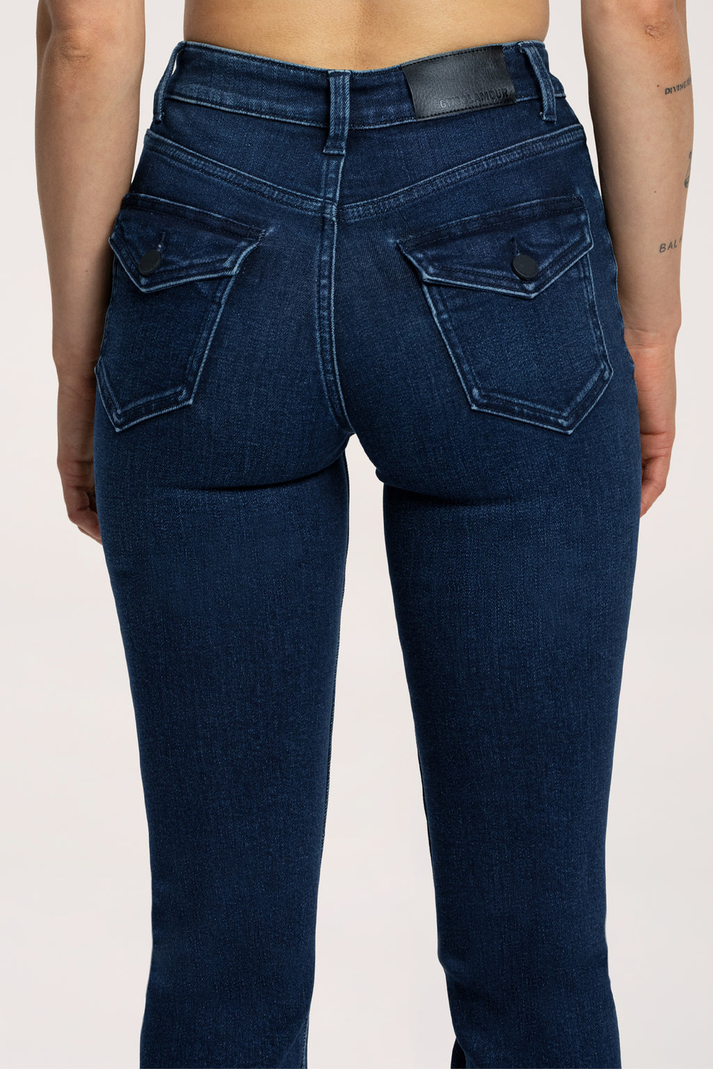 Blugi evazați push up navy blue