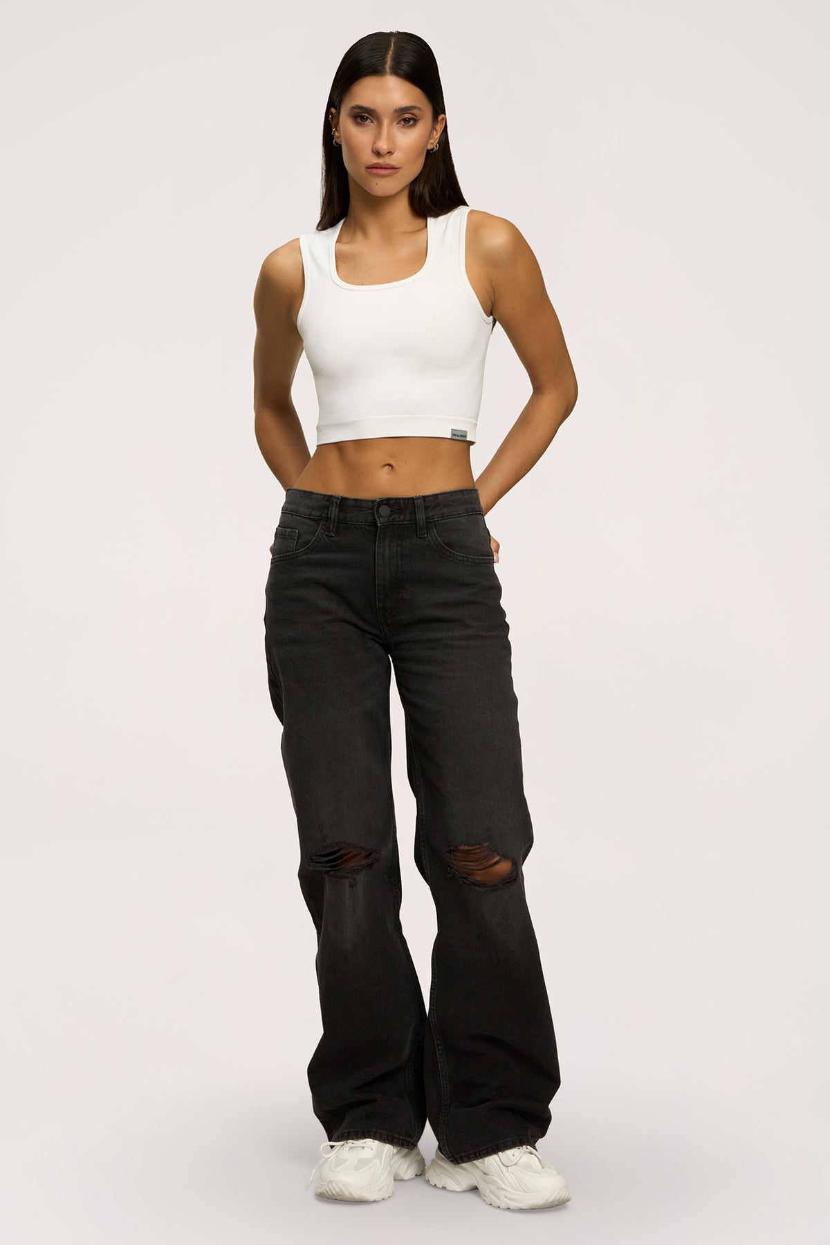 Blugi wide relaxed black