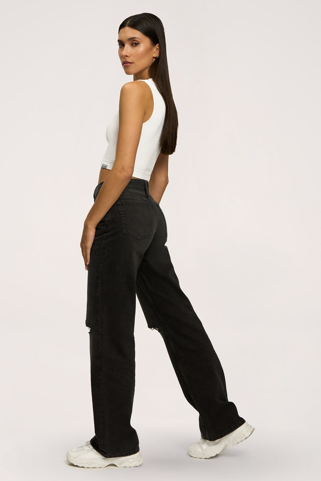 Blugi wide relaxed black