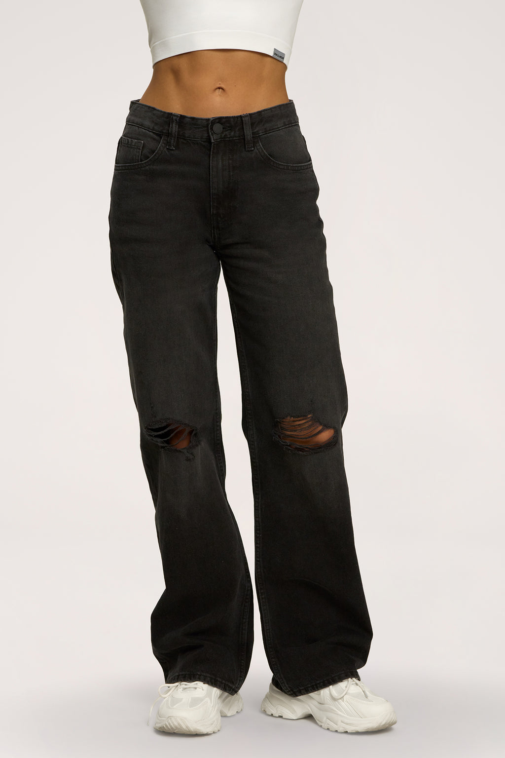 Blugi wide relaxed black