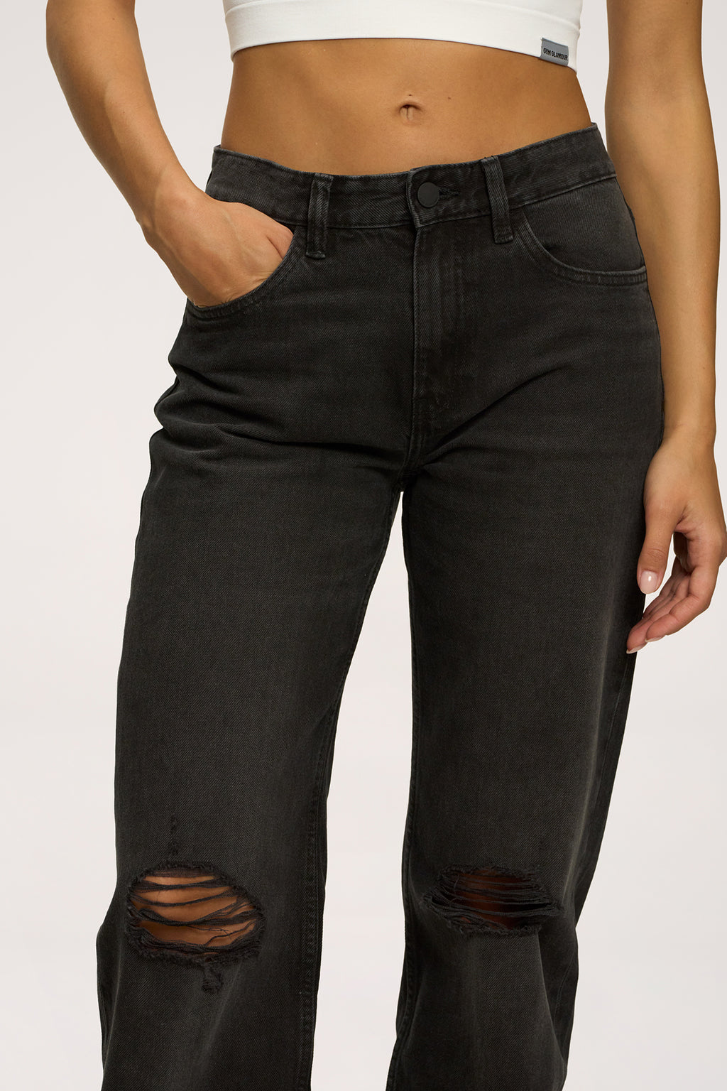 Blugi wide relaxed black