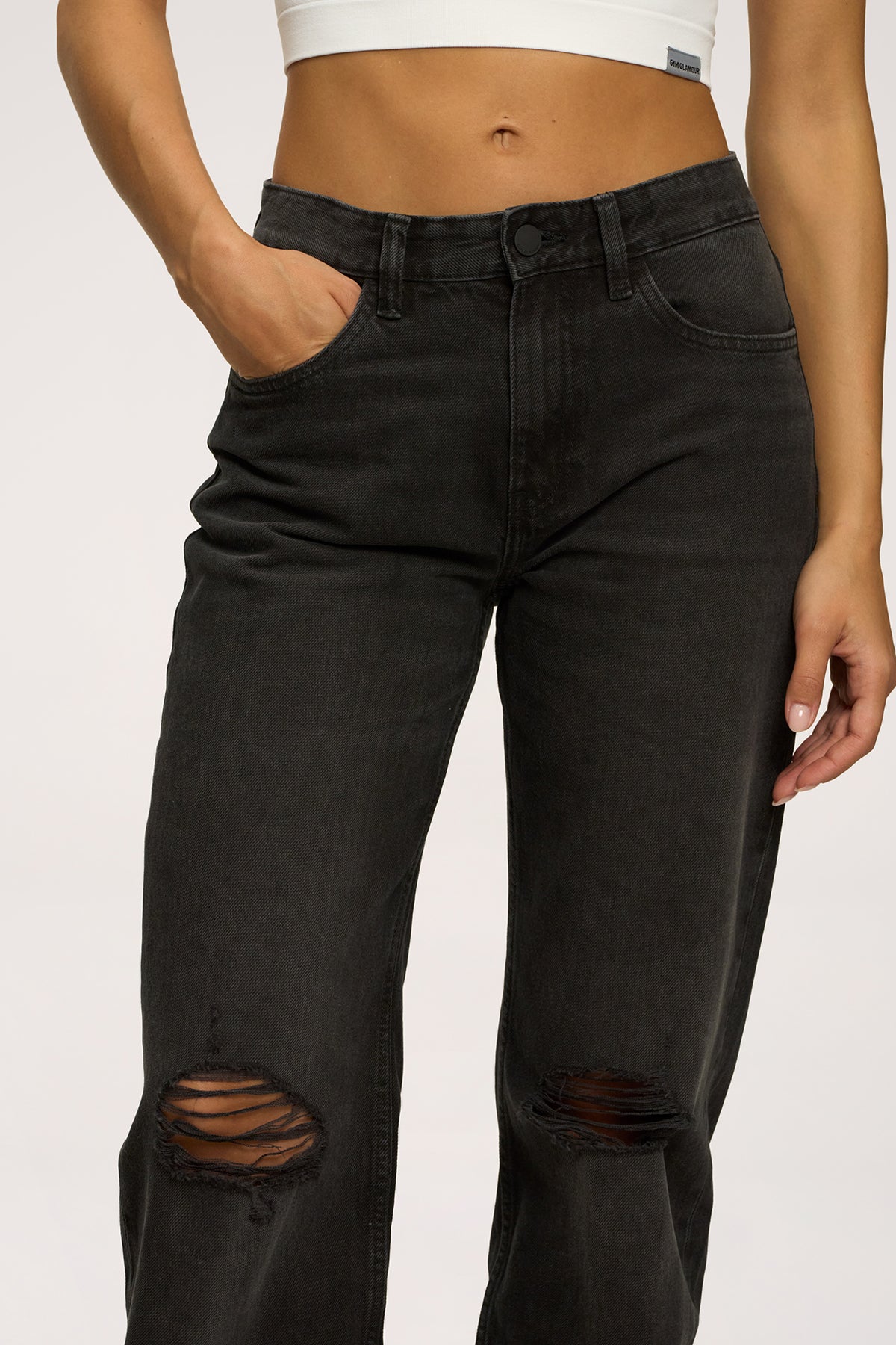 Blugi wide relaxed black