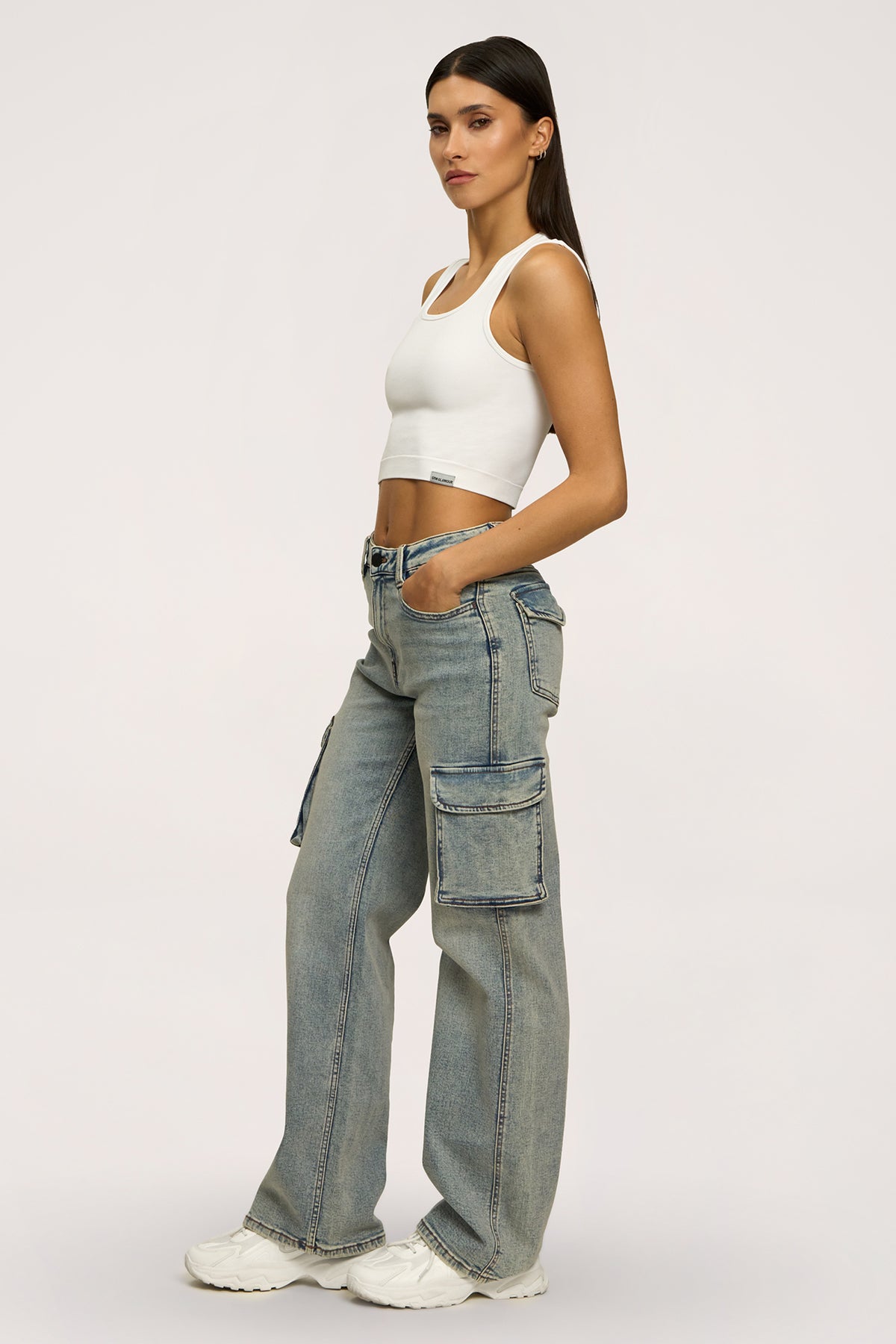 Blugi cargo washed blue
