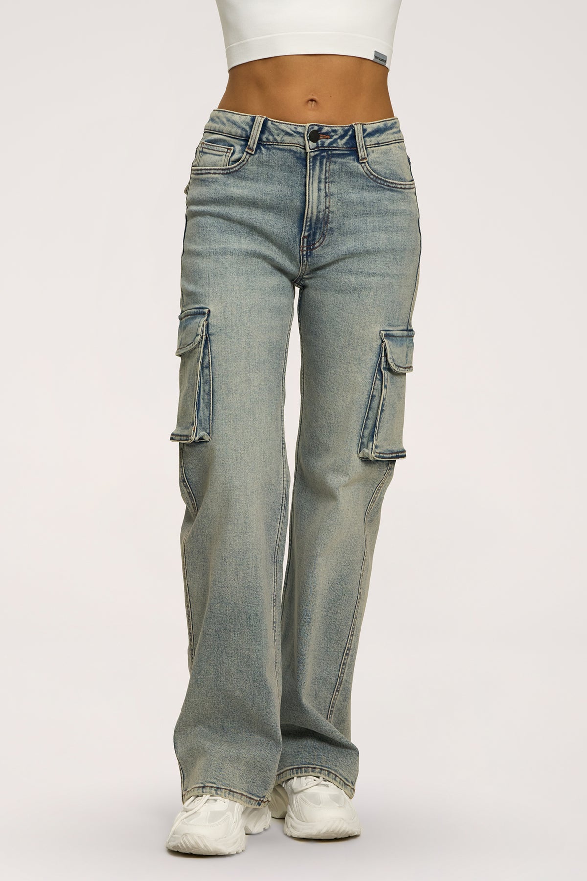 Blugi cargo washed blue