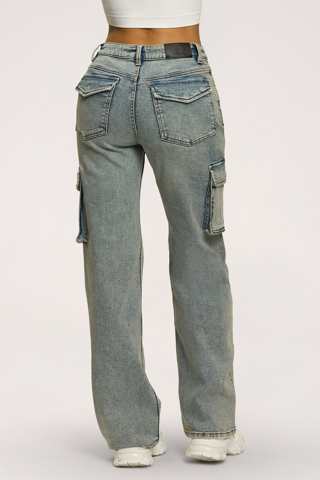 Blugi cargo washed blue