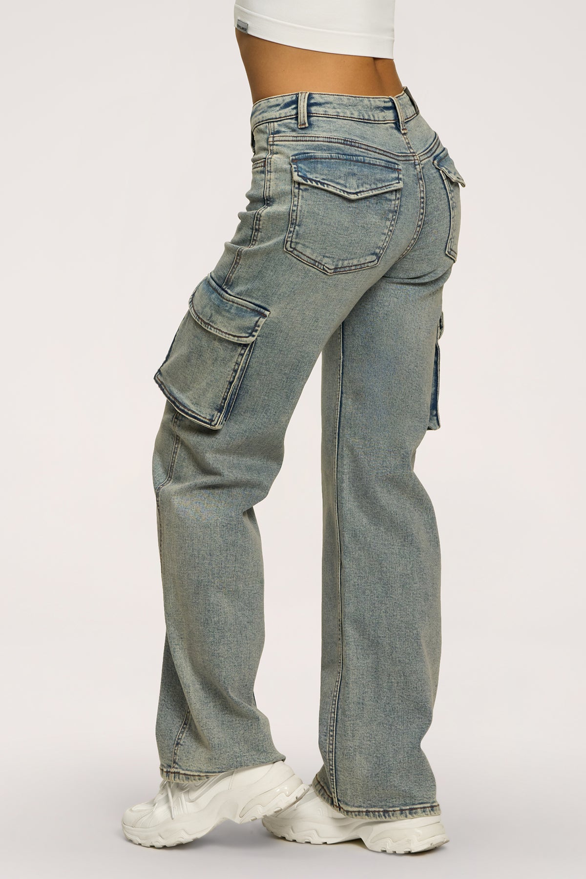 Blugi cargo washed blue