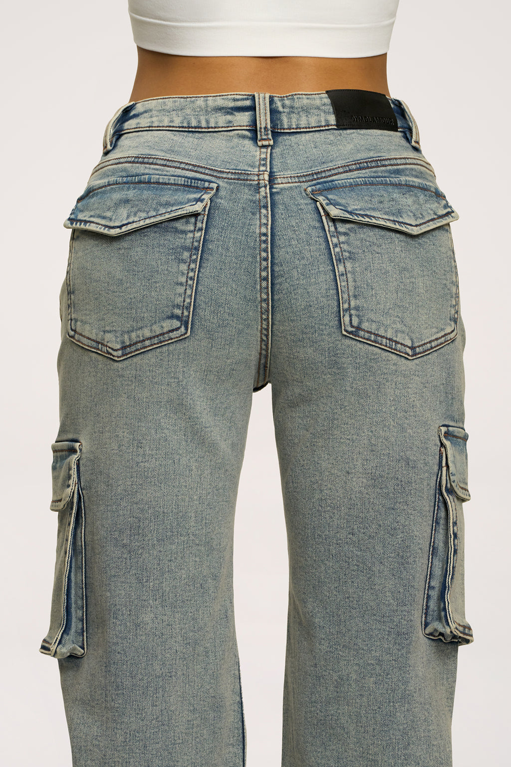 Blugi cargo washed blue