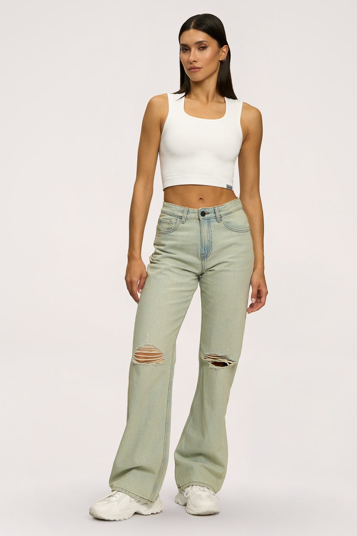 Blugi wide relaxed light green