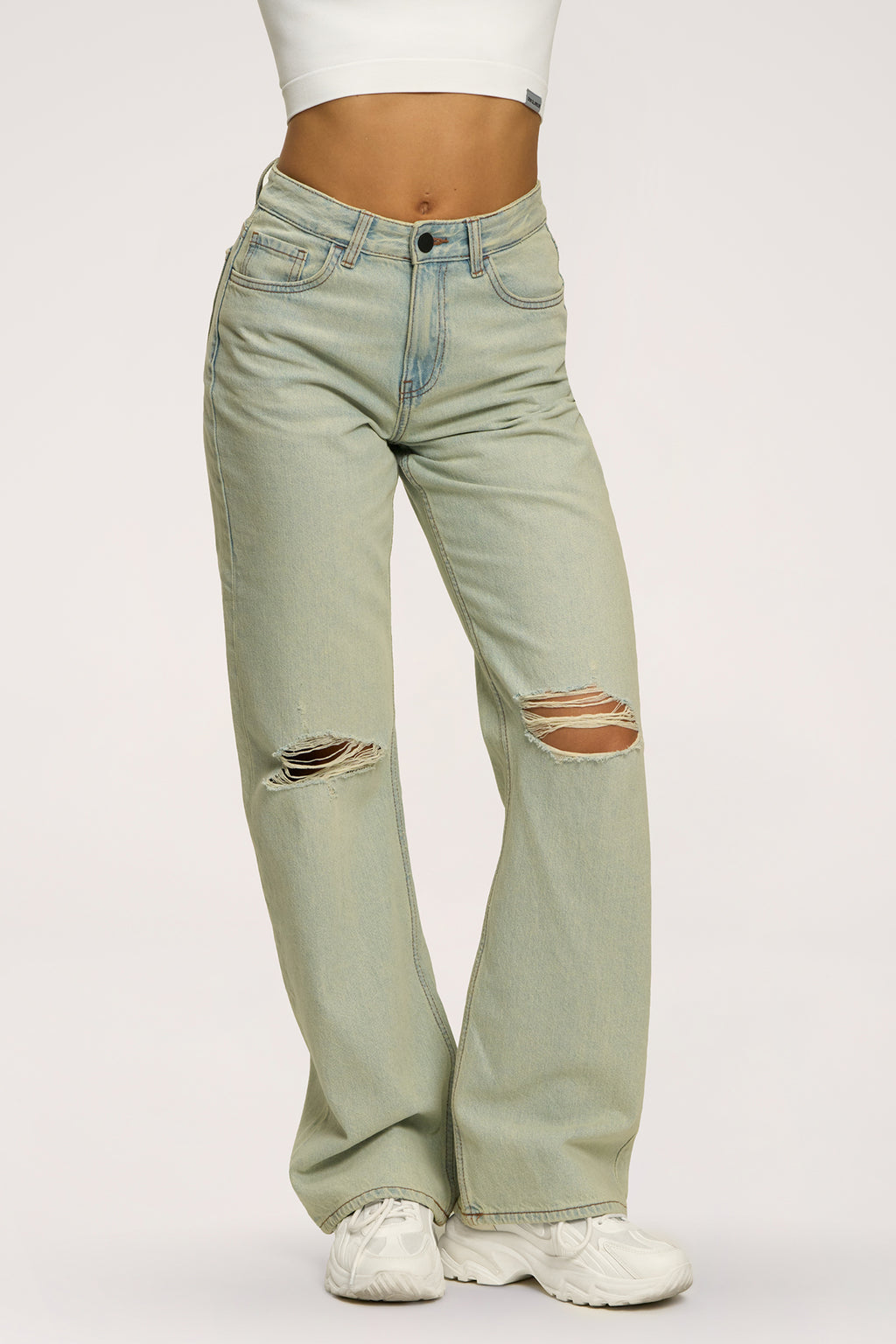 Blugi wide relaxed light green