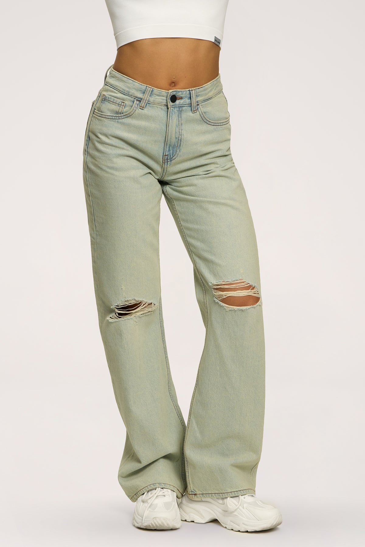 Blugi wide relaxed light green
