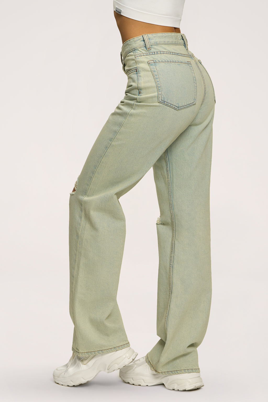 Blugi wide relaxed light green