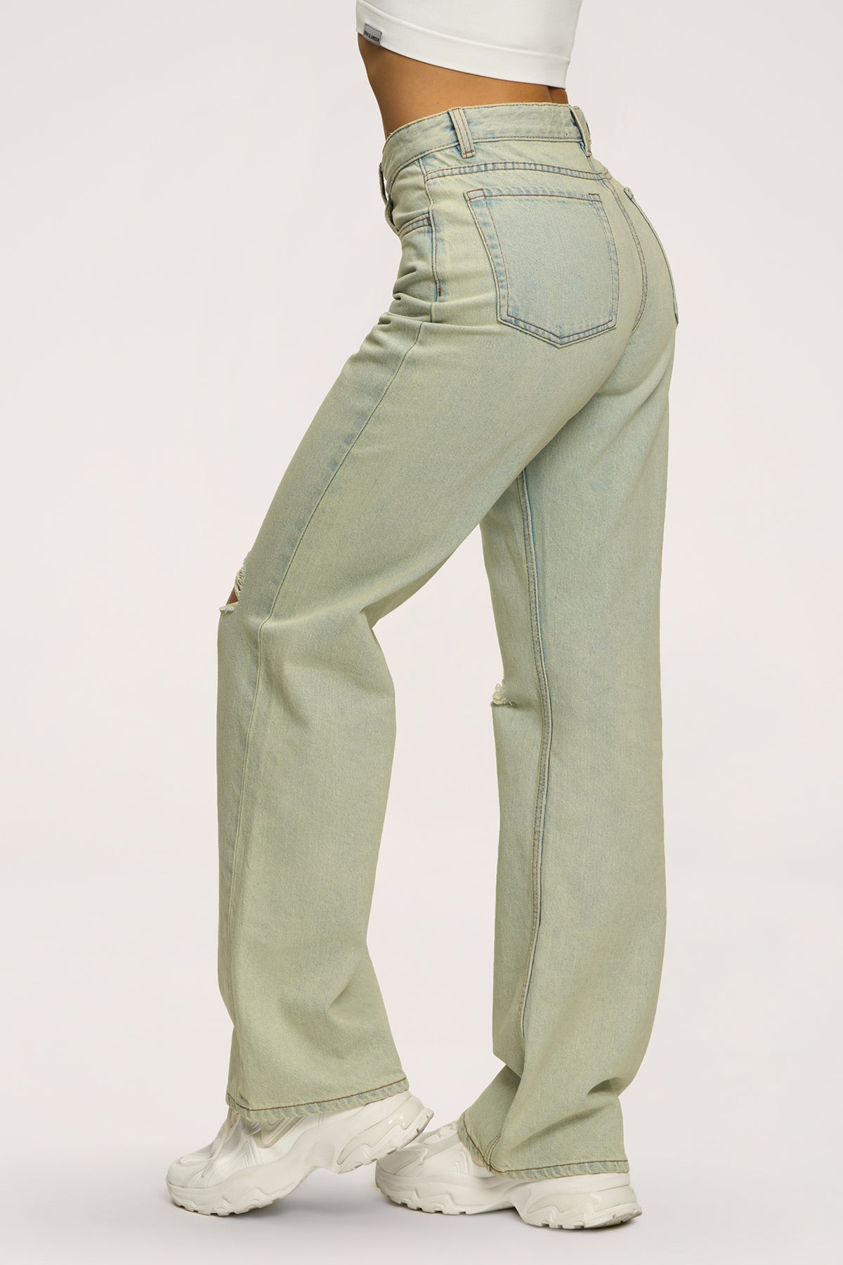 Blugi wide relaxed light green