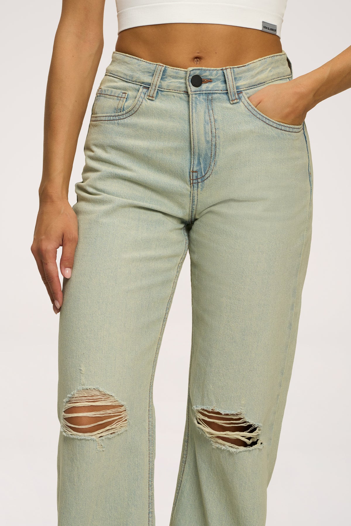 Blugi wide relaxed light green