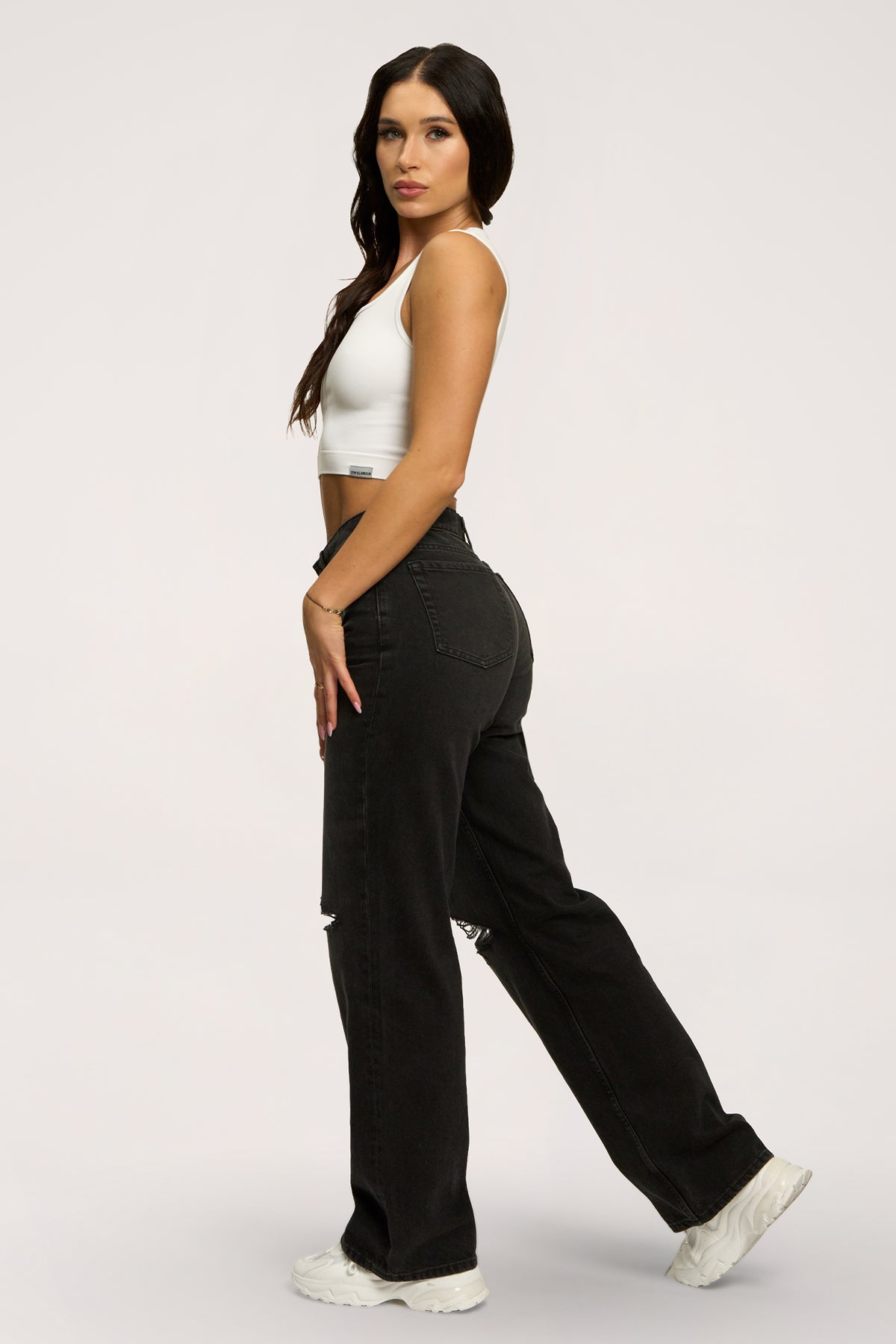 Blugi wide relaxed black