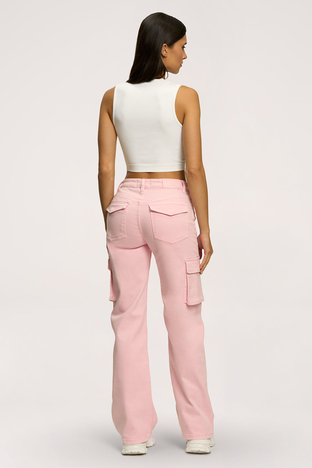 Blugi cargo light pink