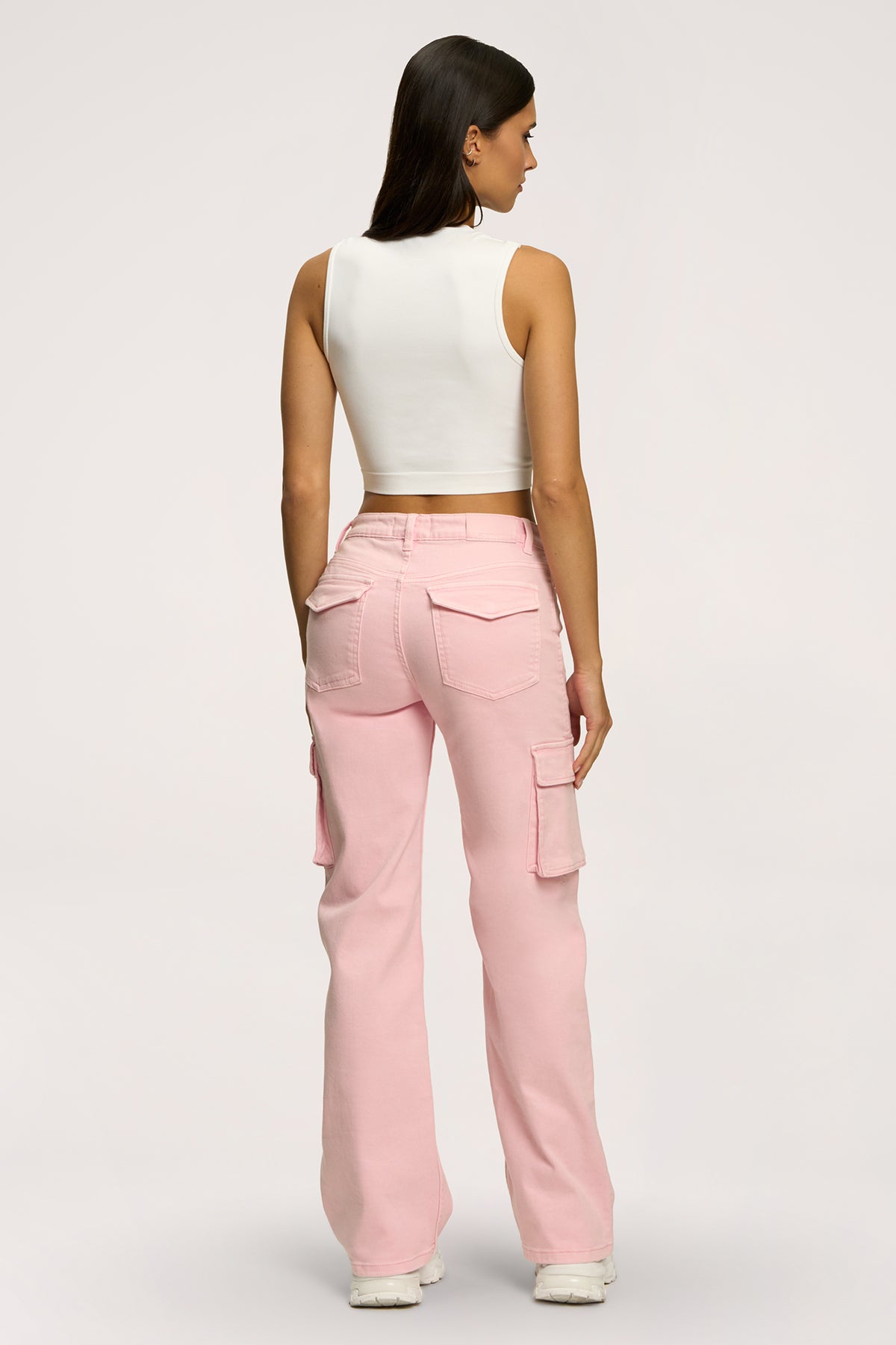 Blugi cargo light pink
