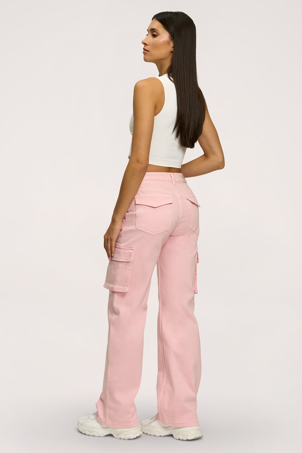 Blugi cargo light pink