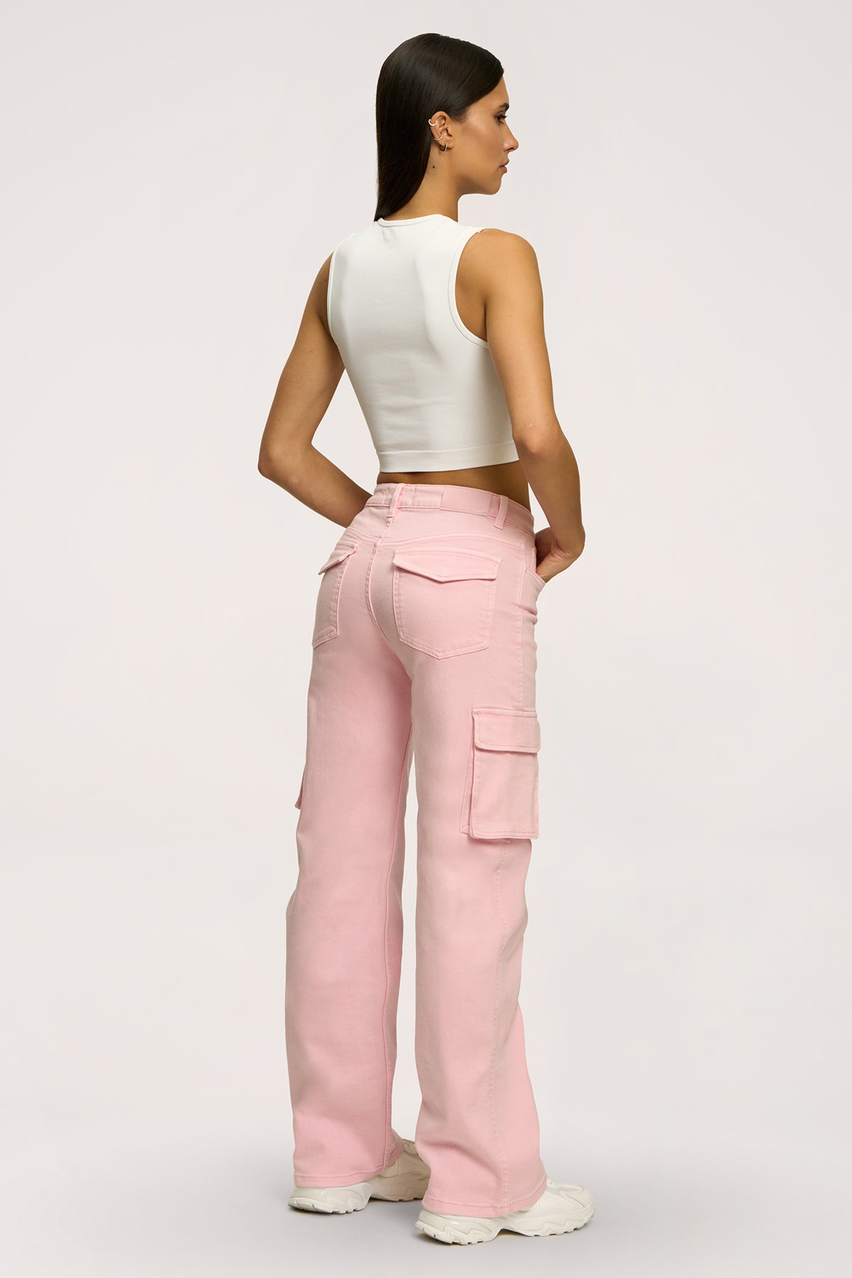 Blugi cargo light pink