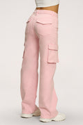 Blugi cargo light pink