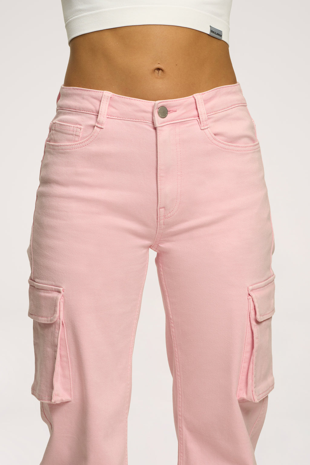 Blugi cargo light pink