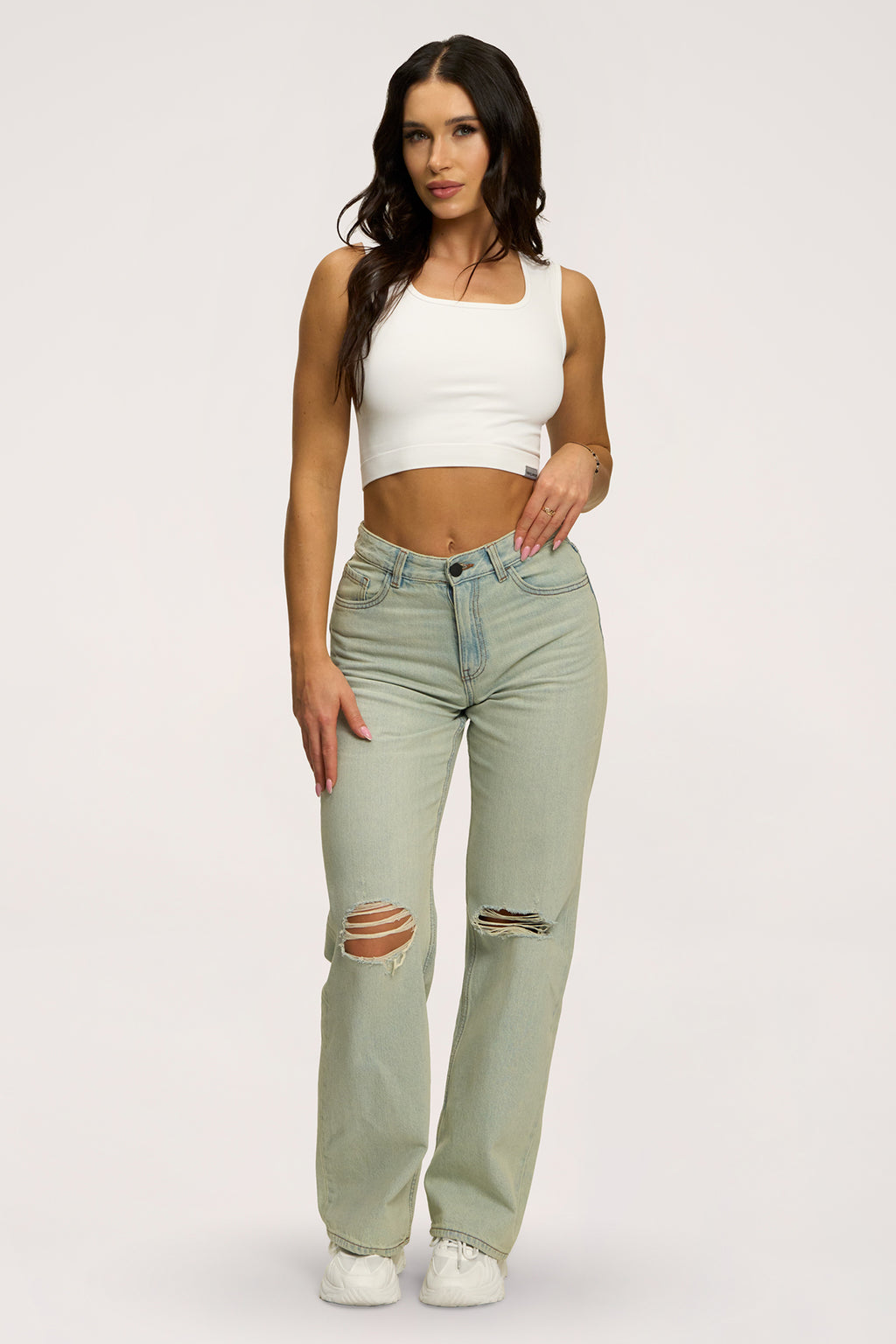 Blugi wide relaxed light green