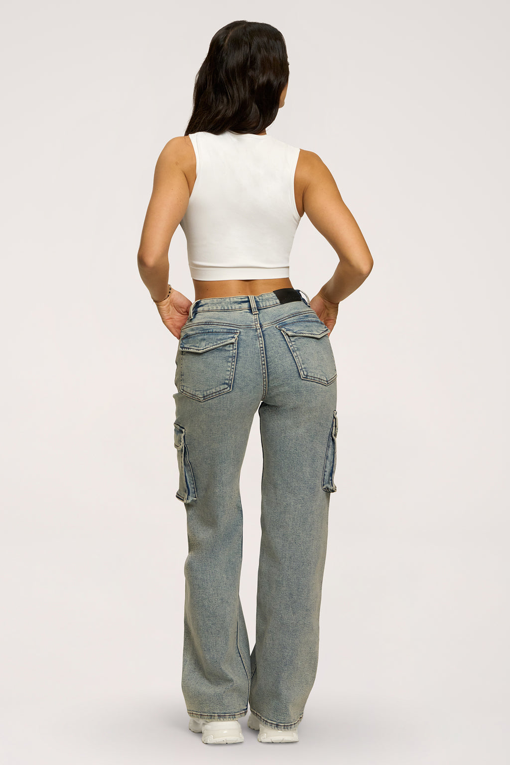 Blugi cargo washed blue