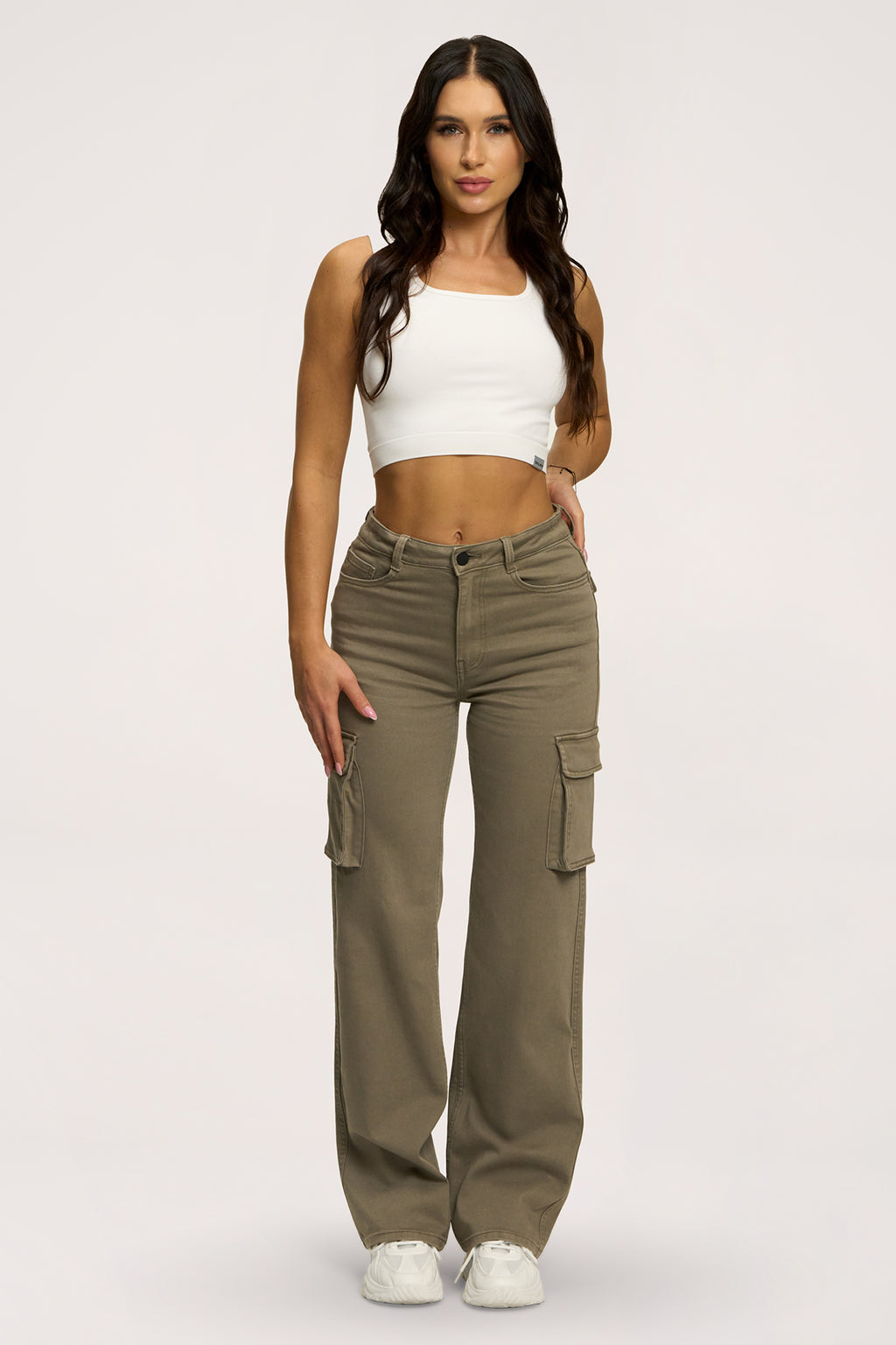 Blugi cargo green olive