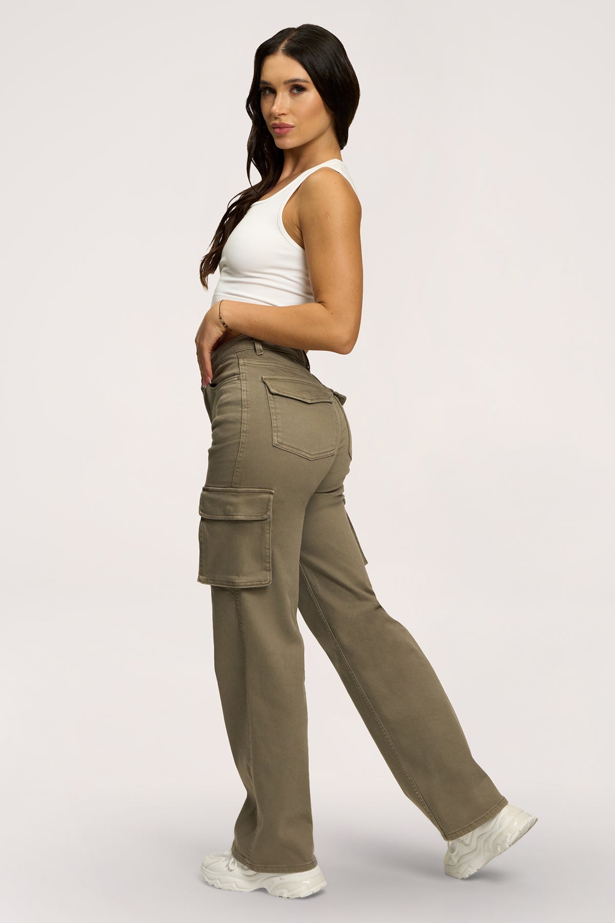 Blugi cargo green olive