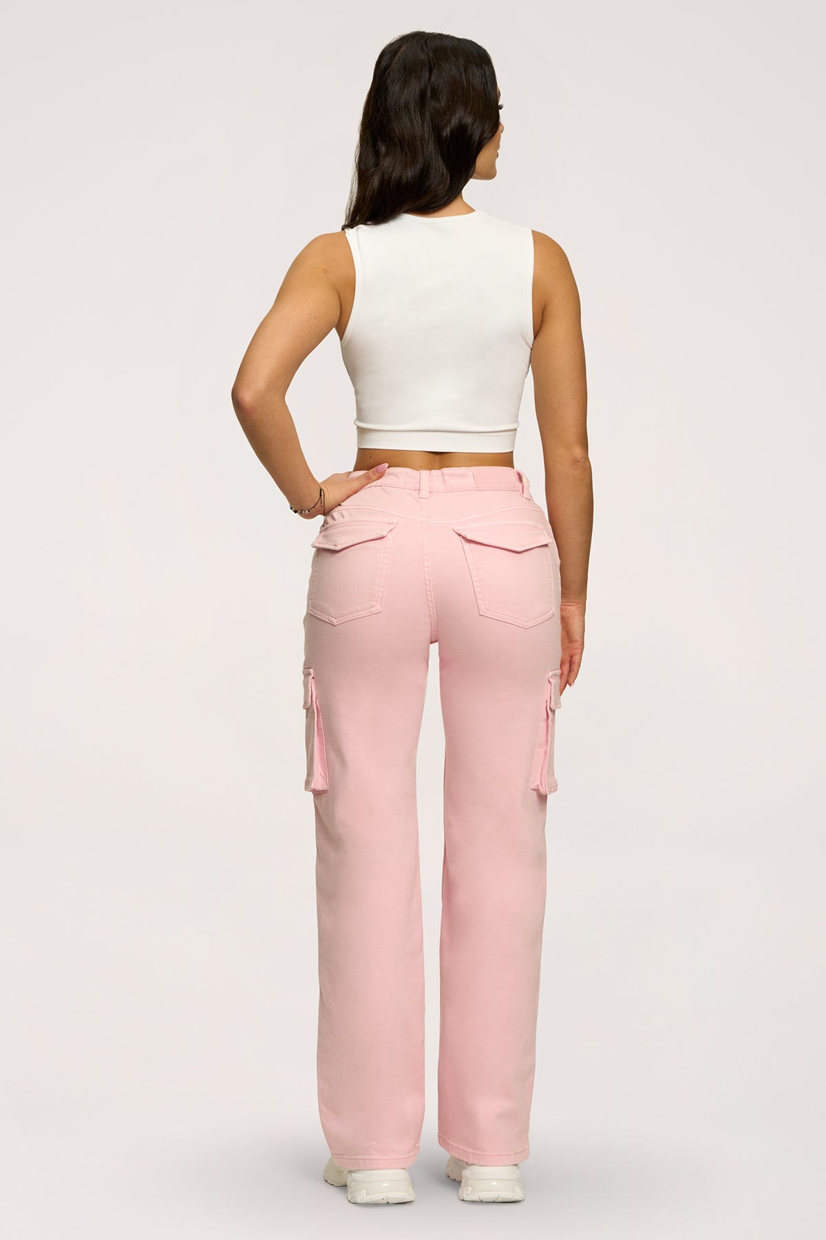 Blugi cargo light pink
